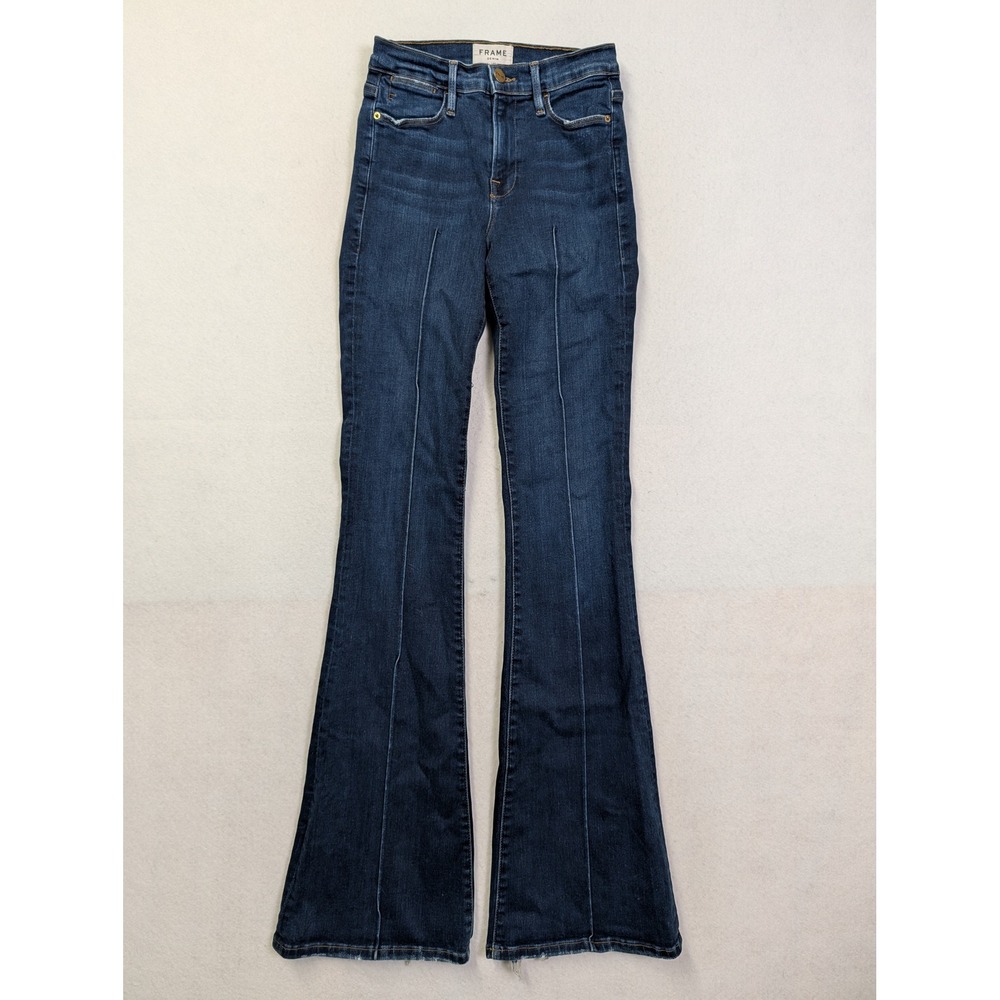 Frame Womens Le High Flare Jeans 26 Banneker High Rise Front Seam Blue